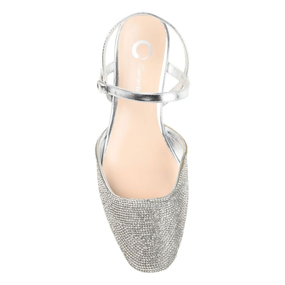 JOURNEE COLLECTION Womens Silver Mixed Media Nysha Toe Slingback Sandal 8.5 - Picture 3 of 4